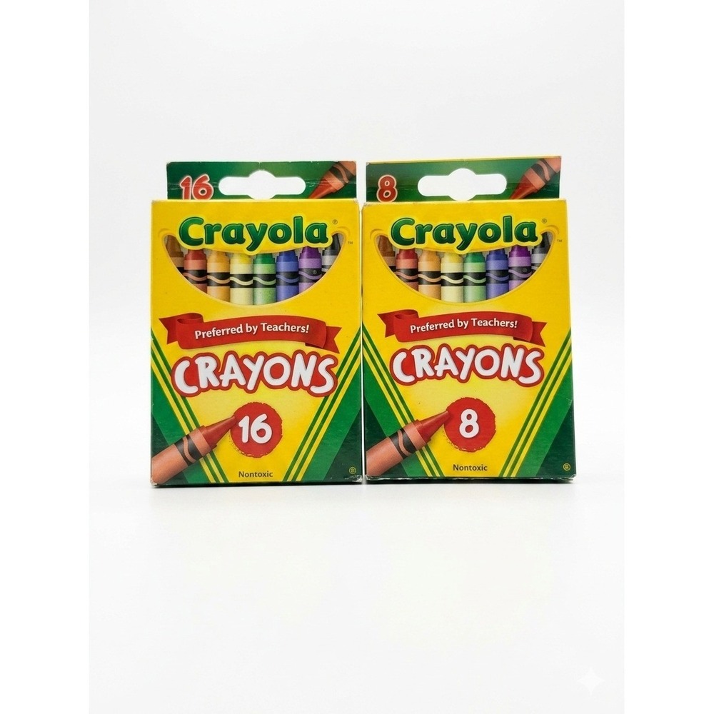 2010 Crayola Crayons Lot 2 Boxes 16 & 8 Count Open Box Discontinued Style